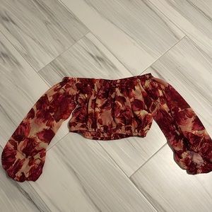 Floral For Love & Lemons Off the Should Crop Top